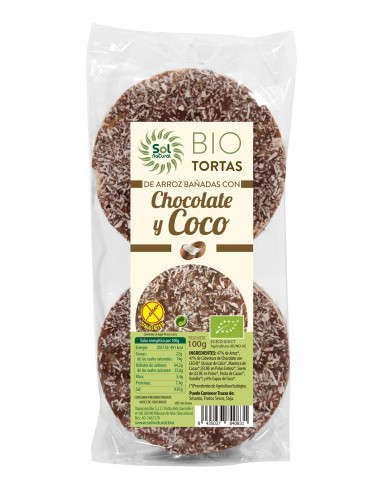 Pack 12 Uds. Tortas De Arroz Con Chocolate Y Coco Bio 100 g  de Solnatural