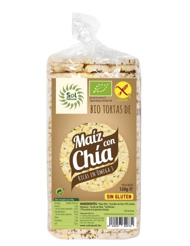 Pack 12 Uds. Tortas De Maíz Con Chía Bio Sin Gluten 120 g  de Solnatural