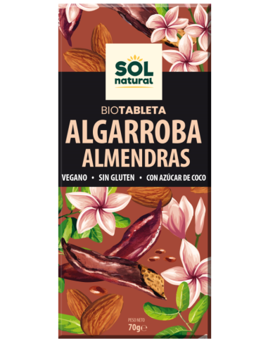 Pack 10 Uds. Tableta Algarroba Con Almendras Bio 70 g  de Solnatural