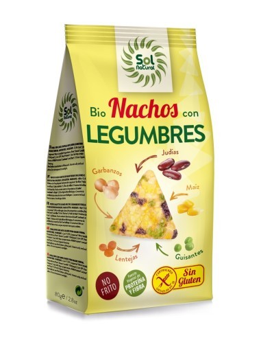 Pack 12 Uds. Nachos Con Legumbres Sin Gluten Bio 80 g  de Solnatural