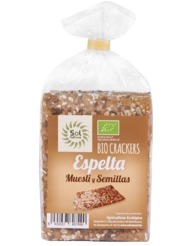 Pack 10 Uds. Cracker Espelta Muesli Y Semillas Bio 200 g  de Solnatural