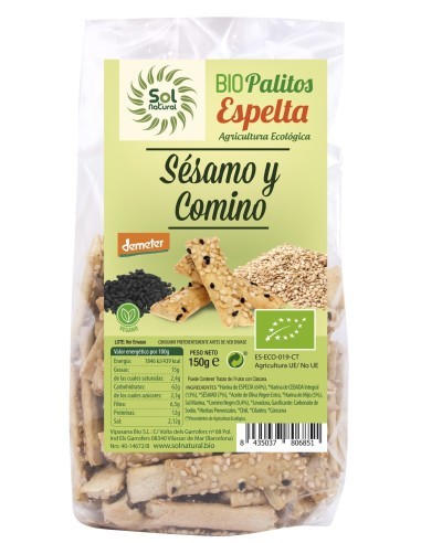 Pack 6 Uds. Palitos Con Sésamo Y Comino Negro Bio 150 g  de Solnatural