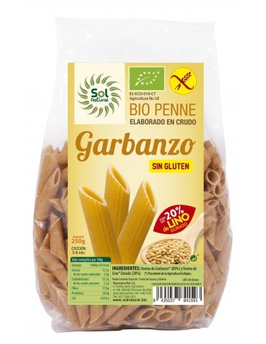 Pack 6 Uds. Penne De Garbanzo Con Lino Sin Gluten Bio 250 g  de Solnatural