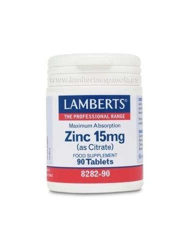 Zinc 15 mg (Como citrato) 90 Tabs de Lamberts