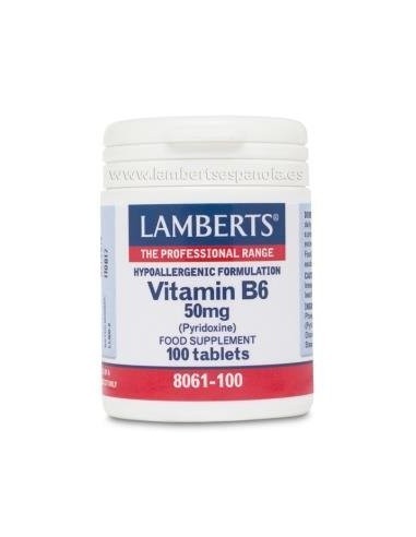 Vitamina B6 50 mg (Piridoxina) 100 Tabs de Lamberts