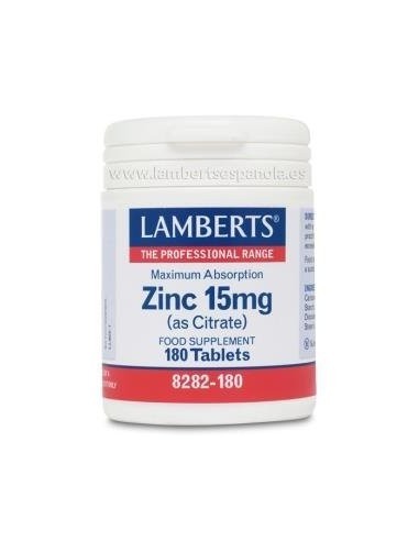 Zinc 15 mg (Como citrato) 180 Tabs de Lamberts