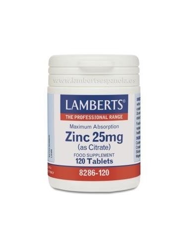 Zinc 25 mg (Como citrato) 120 tabs de Lamberts