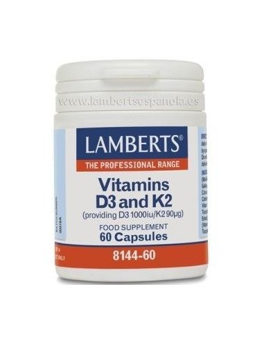 Vitamina D3 (1000 UI) + K2 (como MK-7) (90 Âµg) 60 de Lamberts