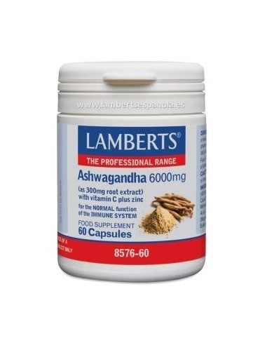 Ashwagandha 6000 mg (Con Vitamina C y Zinc) 60 Caps de Lamberts