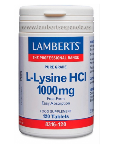 L-Lisina HCl 1000 mg 120 Tabs de Lamberts