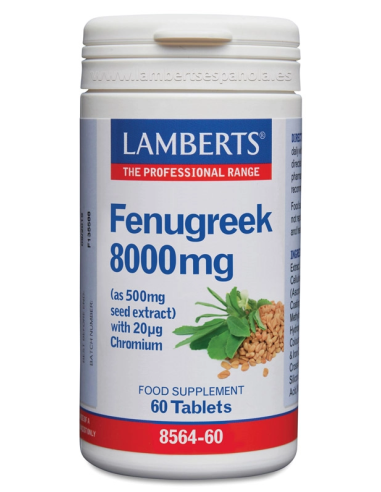 Fenogreco 8000 mg con Cromo (Saponinas 250 mg) 60 Tabs de Lamberts