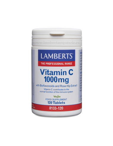 Vitamina C 1000 mg + Bioflavonoides y Escaramujo 120 Tabs de Lamberts